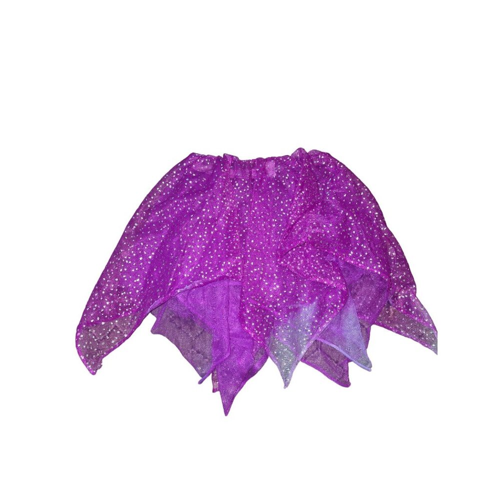 Childs Purple Sparkle Skirt Dress Up Dreams Size 7-10 Handkerchief Hem jj3667